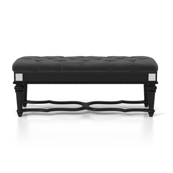 Vabelle Traditional Button Tufted Bench in Black