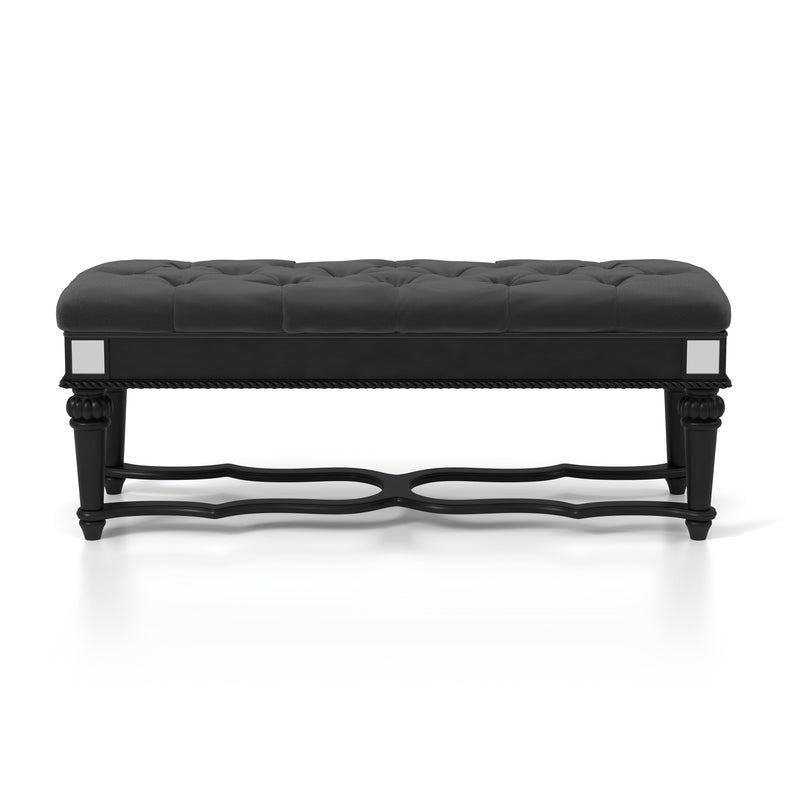 Vabelle Traditional Button Tufted Bench in Black