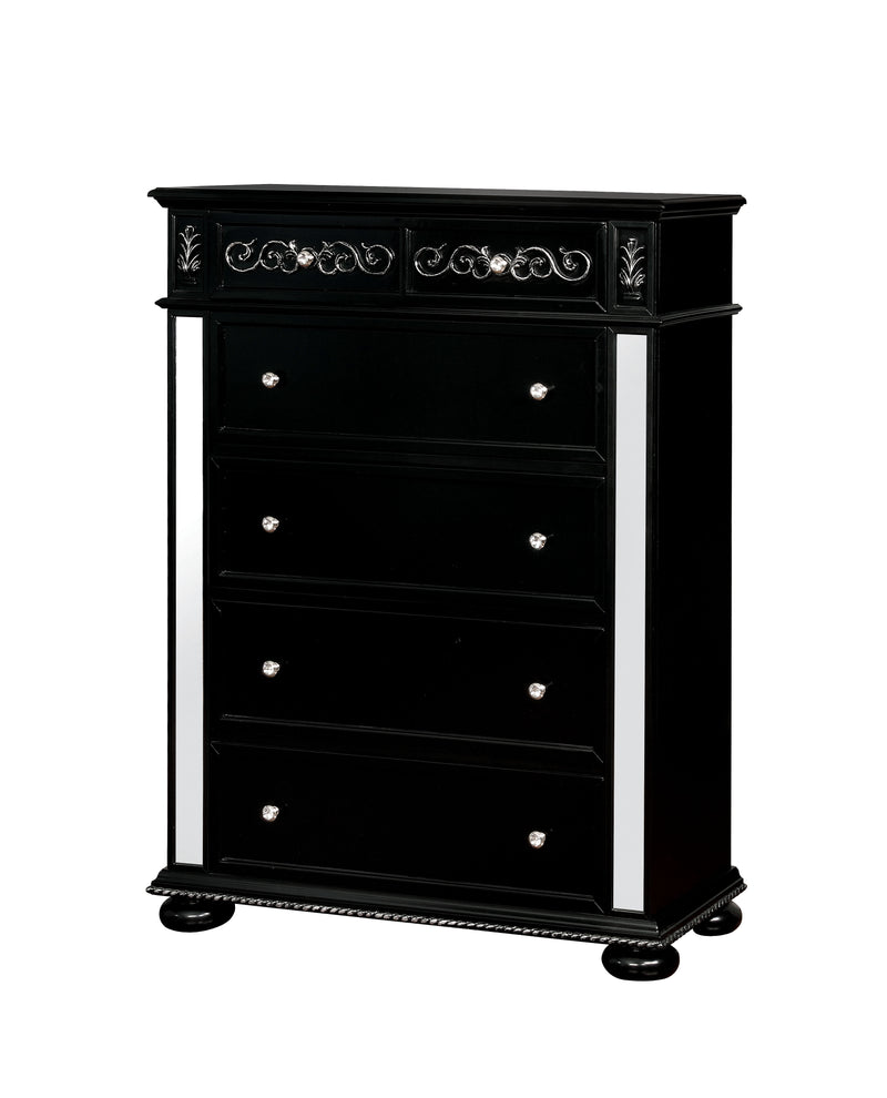 Vabelle Traditional 5-Drawer Chest in Black