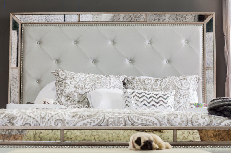 Stolte Glam Solid Wood Panel Bed in Queen
