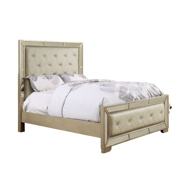 Stolte Glam Solid Wood Panel Bed in Queen