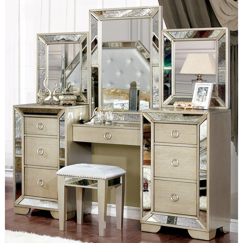 Furniture of America Celina Solid Wood 3-Piece Bedroom Vanity Set in Gold (ready to Ship)