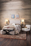 Valdimar Contemporary Fabric Queen Platform Bed in Ivory