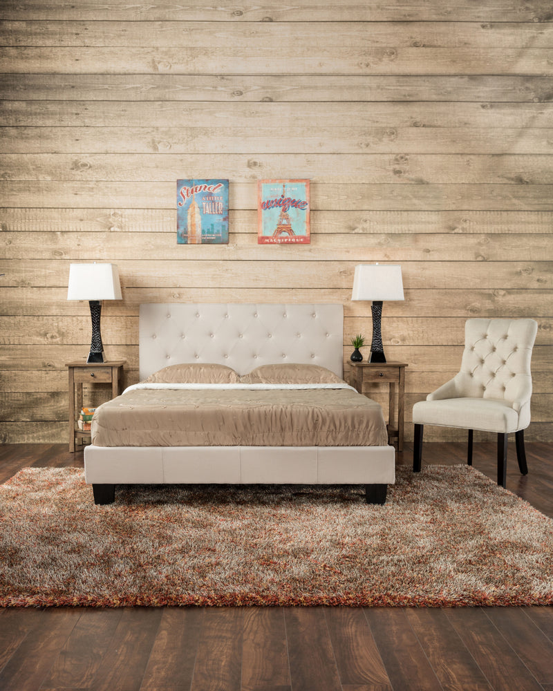 Valdimar Contemporary Fabric Queen Platform Bed in Ivory