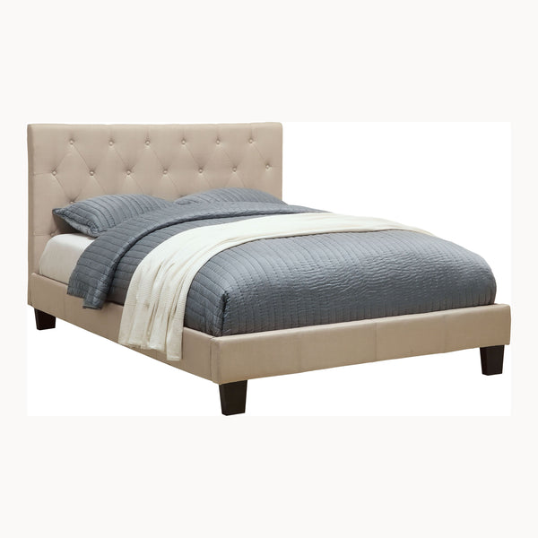 Valdimar Contemporary Fabric Queen Platform Bed in Ivory
