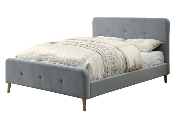 Neva Mid-Century Modern Full Platform Bed in Gray