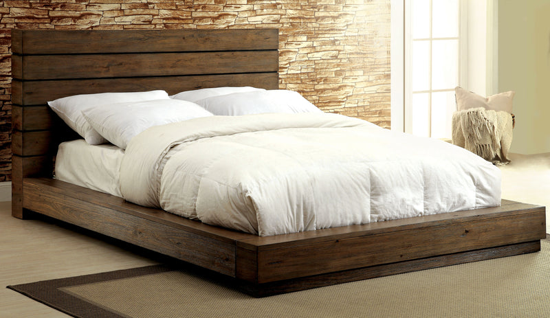 Kassan Rustic Wood Platform Bed in Queen
