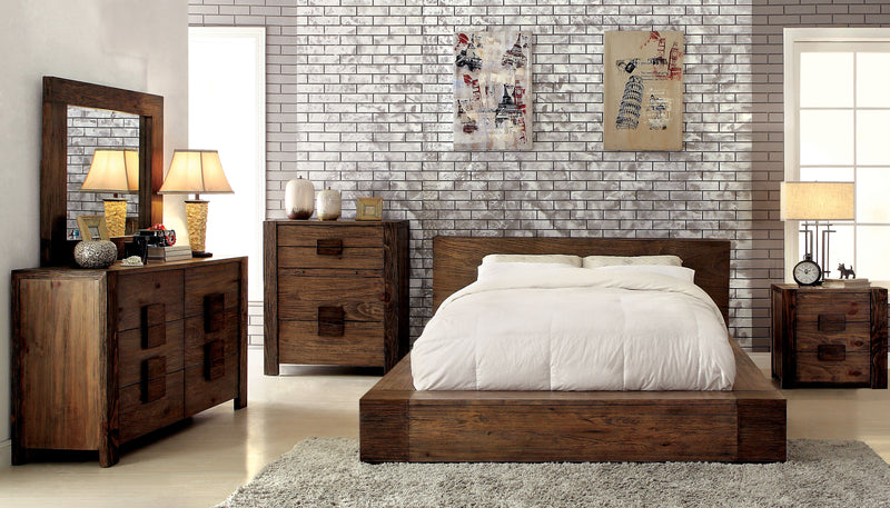 Assaro Rustic Solid Wood Platform Bed in Eastern King
