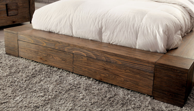 Assaro Rustic Wood Platform Bed in California King
