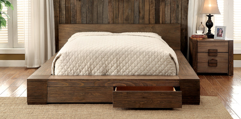 Assaro Rustic Wood Platform Bed in California King