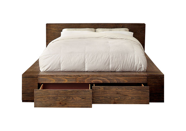 Assaro Rustic Wood Platform Bed in Eastern King
