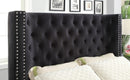 Kerch Transitional Queen Wingback Bed in Black