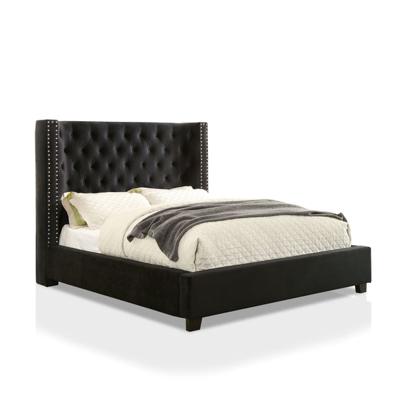 Kerch Transitional Queen Wingback Bed in Black