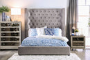 Kerch Transitional California King Wingback Bed in Gray