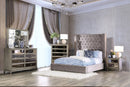 Kerch Transitional Queen Wingback Bed in Gray