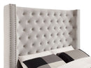 Kerch Transitional Eastern King Wingback Bed in Ivory