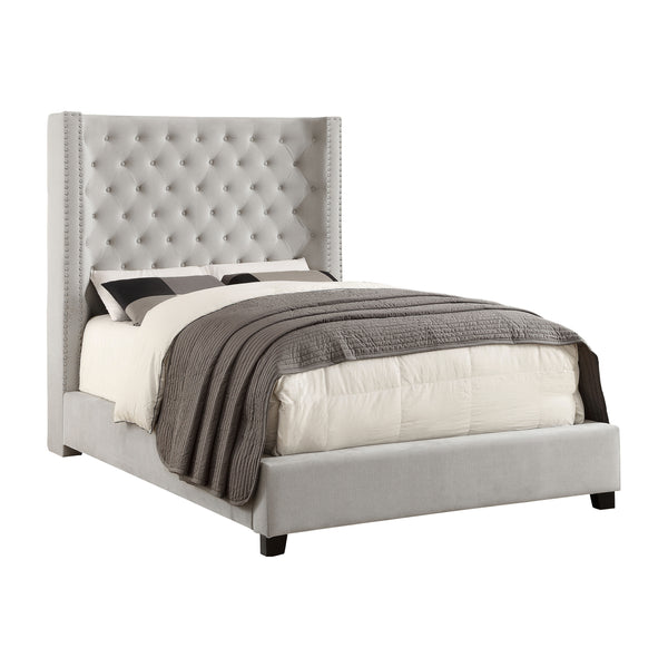 Kerch Transitional Queen Wingback Bed in Ivory