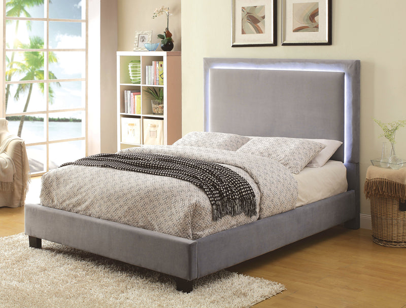Drew Contemporary Flannelette Platform Bed in Queen