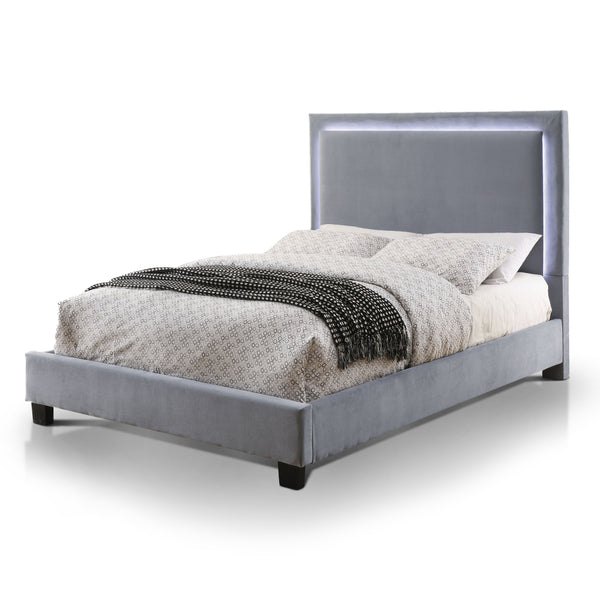 Drew Contemporary Flannelette Platform Bed in Queen