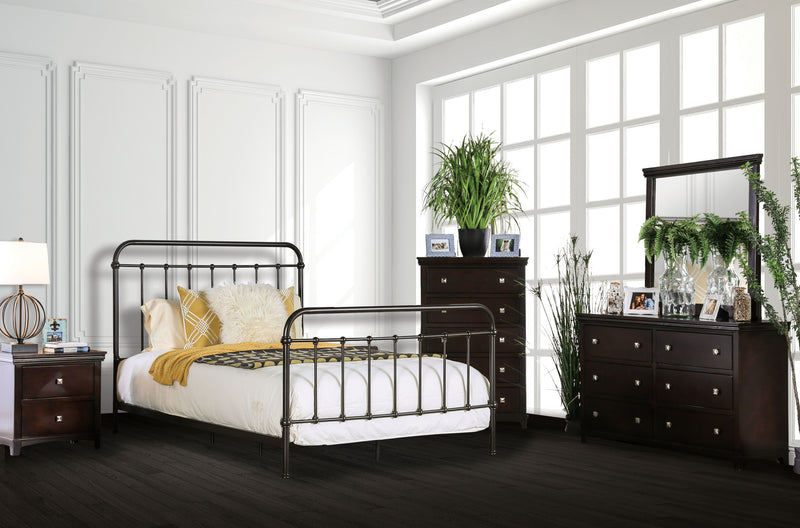 Verdi Contemporary Metal Twin Panel Bed in Dark Bronze