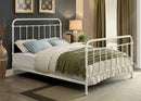 Verdi Contemporary Metal Full Panel Bed in Vintage White