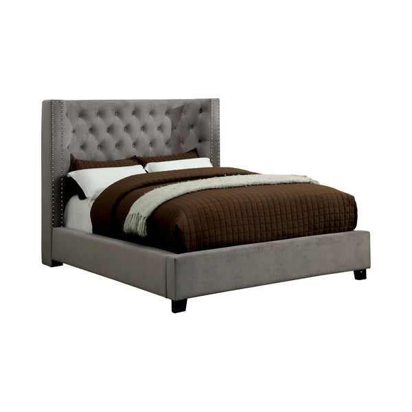 Piklin Transitional California King Wingback Bed in Gray