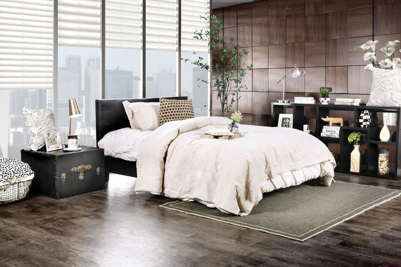 Carrie Contemporary Faux Leather Platform Bed