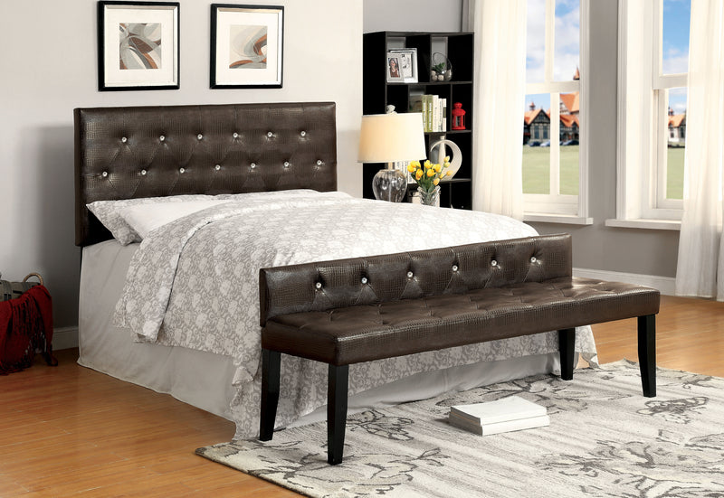 Nazz Contemporary Faux Leather Full/Queen Button Tufted Headboard in Brown