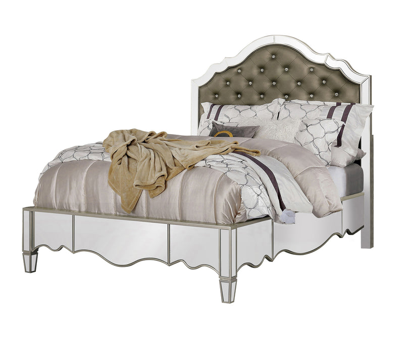 Haeden Transitional Button Tufted Panel Bed in Queen