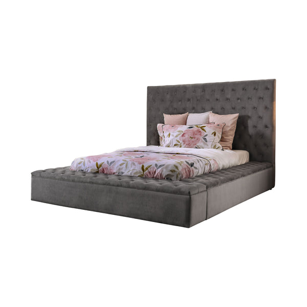 Bonnee Transitional Tufted Queen Platform Bed in Gray