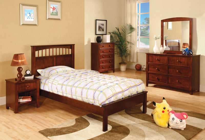 Mellie Transitional Solid Wood Twin Platform Bed in Cherry