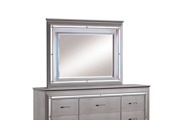 Balitoria Contemporary Mirror with LED Lights in Silver