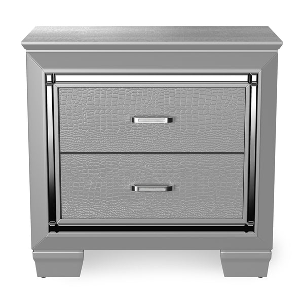 Balitoria Contemporary 2-Drawer Nightstand in Silver