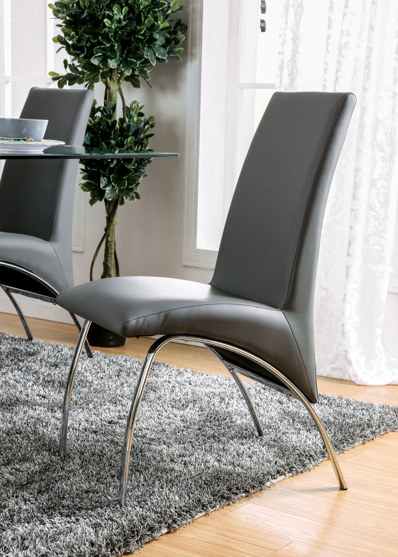 Bectel Contemporary Padded Side Chairs in Gray (Set of 2)