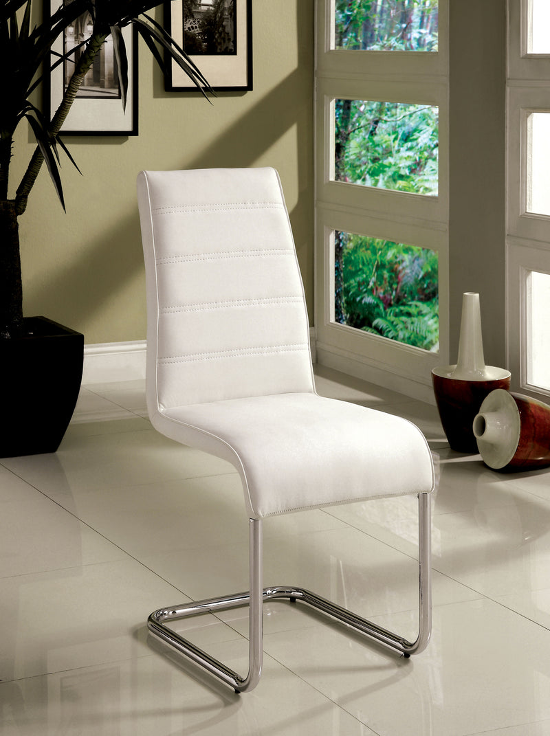Rayna Contemporary Tufted Back Side Chairs in White (Set of 2)