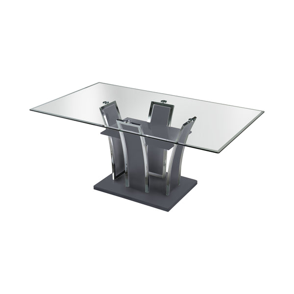 Vaqua Contemporary Glass Top Dining Table in Gray