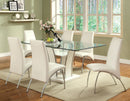 Vaqua Contemporary Glass Top Dining Table in White