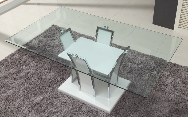Vaqua Contemporary Glass Top Dining Table in White