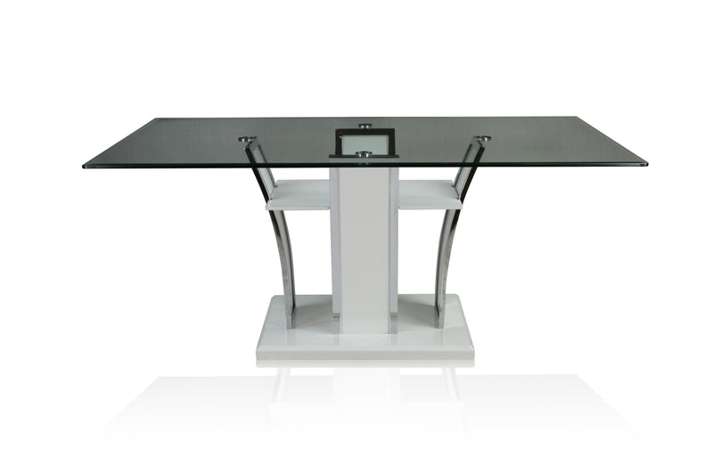 Vaqua Contemporary Glass Top Dining Table in White