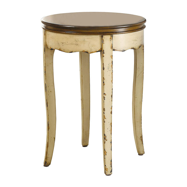 Howie Vintage Round End Table in White
