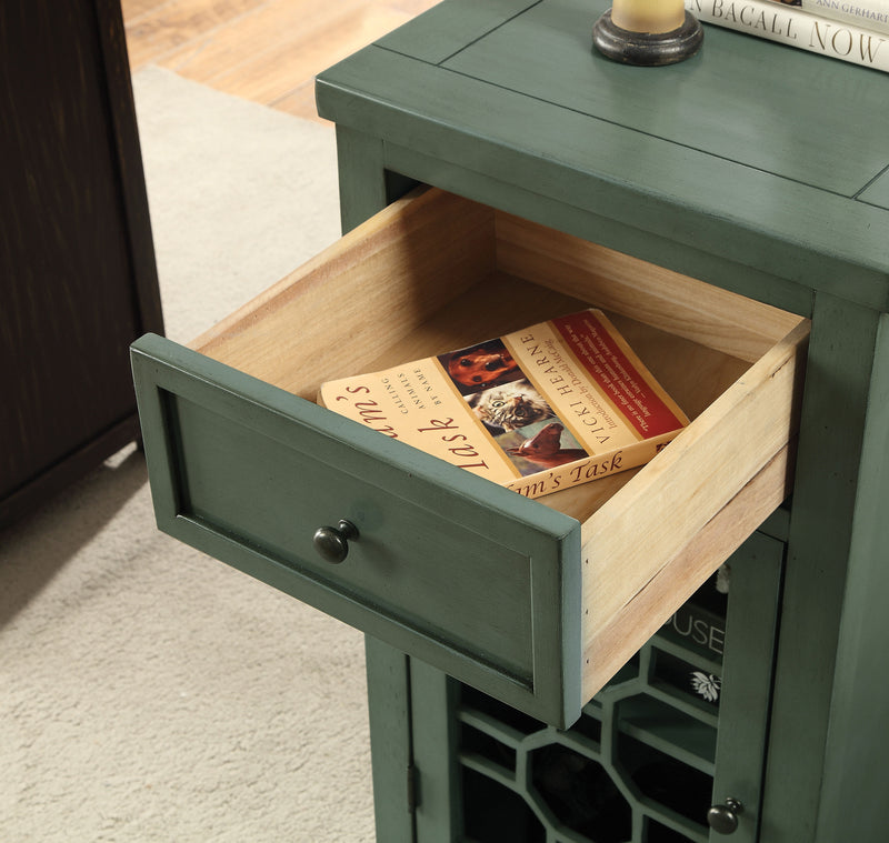 Reims Transitional Multi-Storage End Table in Antique Teal
