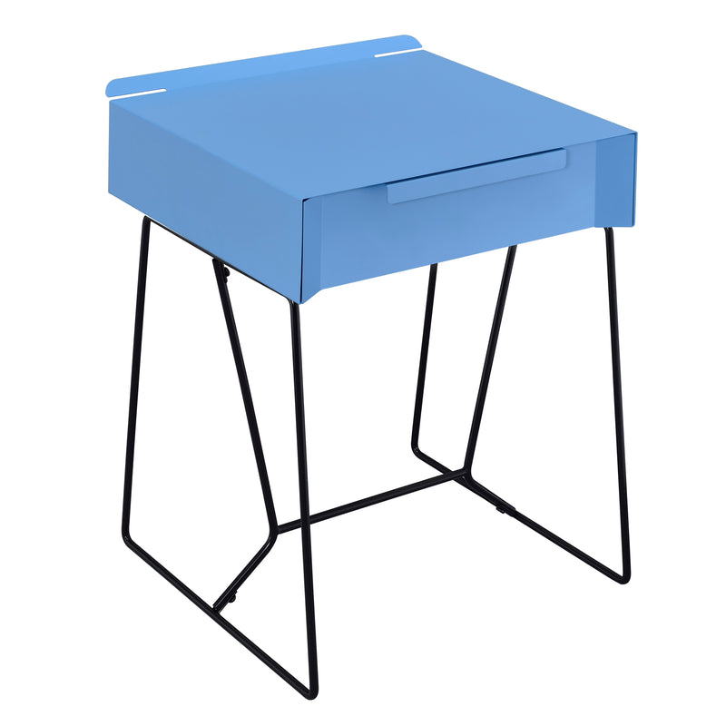 Erika Mid-Century Modern 1-Drawer End Table in Blue