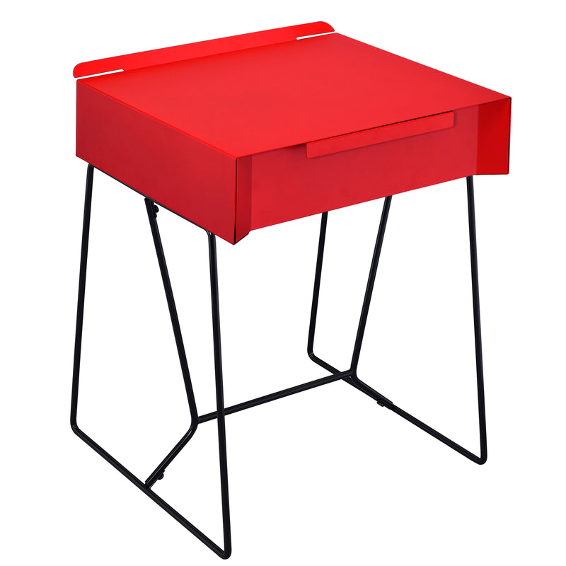 Erika Mid-Century Modern 1-Drawer End Table in Red