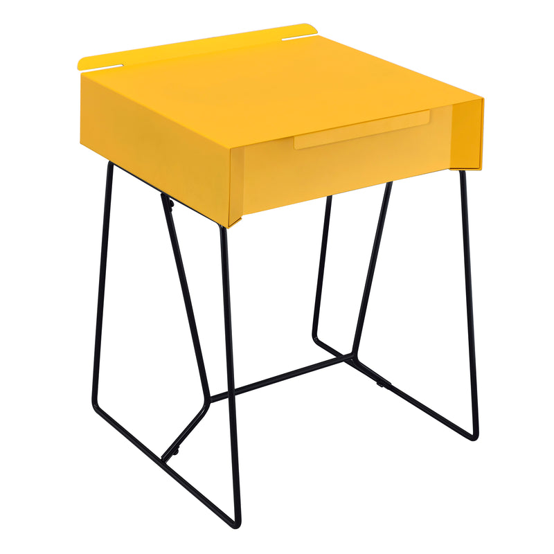 Erika Mid-Century Modern 1-Drawer End Table in Yellow