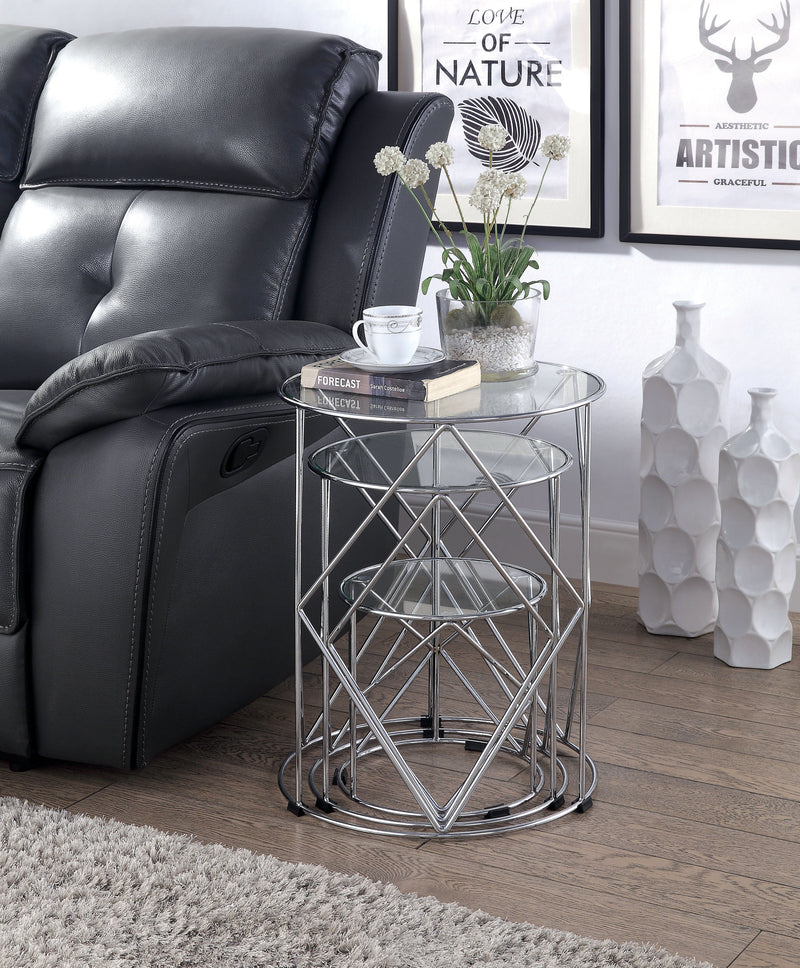 Nikova Glass Top 3-Piece Nesting Tables