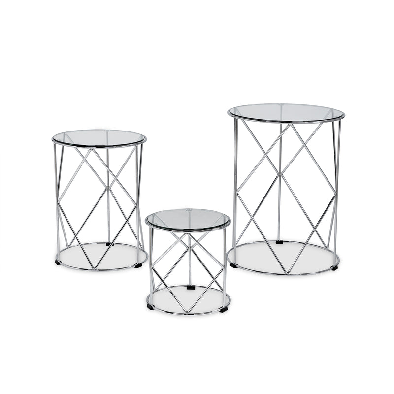 Nikova Glass Top 3-Piece Nesting Tables