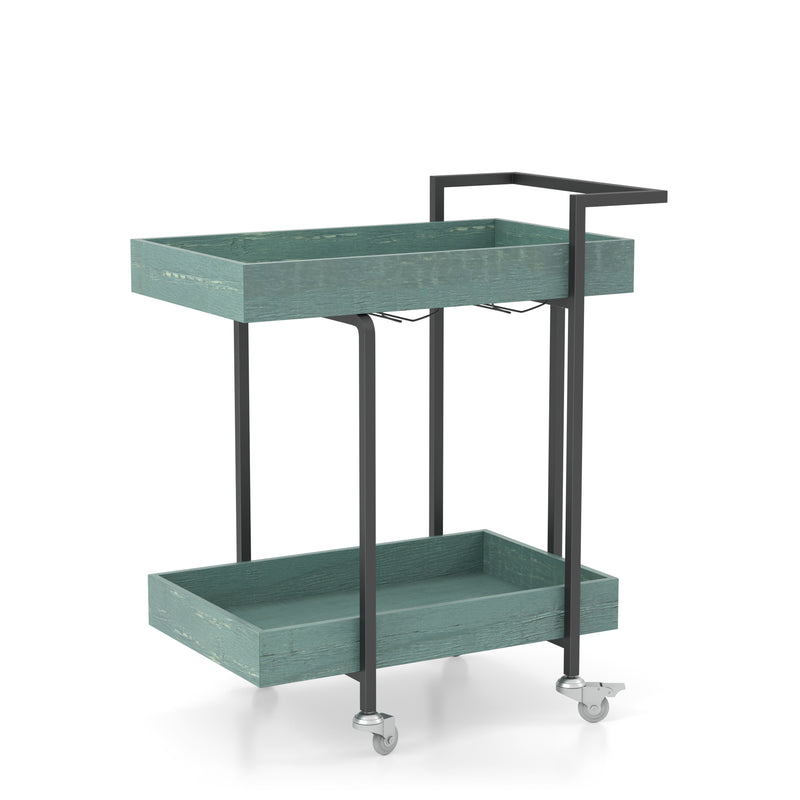 Lackomb 2-Shelf Serving Cart in Antique Blue