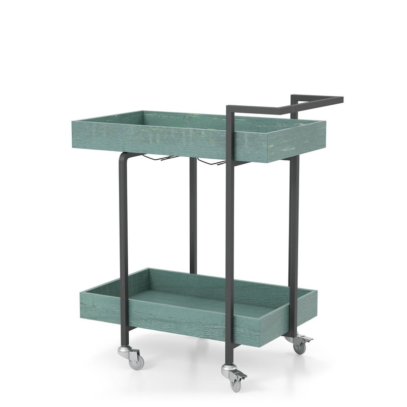 Lackomb 2-Shelf Serving Cart in Antique Blue