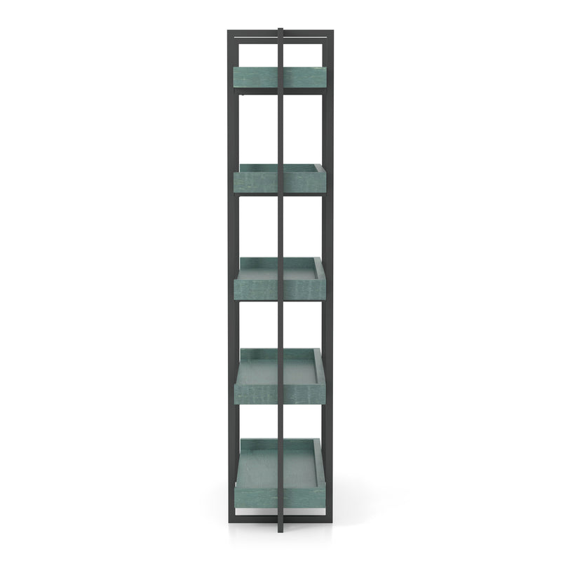 Lackomb 5-Shelf Bookshelf in Antique Blue