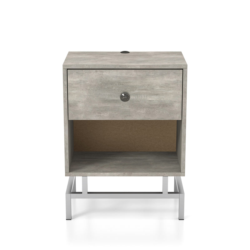 Lyn End Table with USB Port in Light Gray